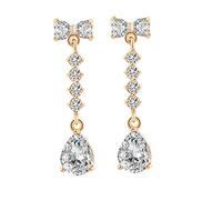 Homxi Oro 9K Pendientes para Mujer, Lazo y Gota de Agua con Amatista y Moissanita, Pendientes de Mujer que Cuelgan Oro Púrpura