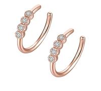Homxi Pendiente Ear Cuff,Pendientes Oro Rosa de Cobre Mujer Baratos Redondo con Circonita Pendientes Mujer Oro Rosa