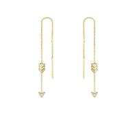 Homxi Pendientes de Oro Amarillo 9 K para Mujer, Flecha con Moissanita, Pendientes de Mujer con Línea del Oído Oro