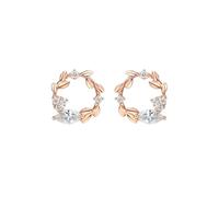 Homxi Pendientes de Oro Rosa 9Kt Mujer, Guirlanda de Vidas Huecas con Diamante, Pendientes Boda Oro Rosa de Mujer
