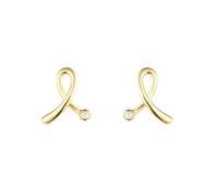 Homxi Pendientes Mujer 18Kt Oro Amarillo, Cinta con Diamante, Pendientes Mujer Boda Oro