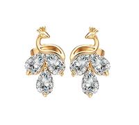 Homxi Pendientes Oro de Mujer 14K, Fénix y Pera con Granate Rubí Amatista, Pendientes Oro Multicolor Mujer