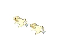 Homxi Pendientes Oro Mujer 14K, Paloma de Paz con Topacio, Pendientes Boda Mujer Oro Azul Claro