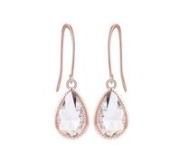 Homxi Pendientes Oro Rosa Mujer 14 Kt, Gota de Agua con Moissanita de 2ct, Pendientes Mujer que Cuelgan Oro Rosa