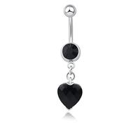 Homxi Piercing de Ombligo 10mm Piercing del Ombligo Negro Barato,Corazón Circonita Negra Pendientes Ombligo Mujer Piercing Ombligo Acero Inoxidable Colgante