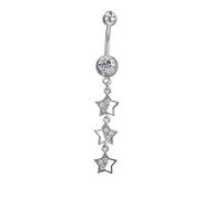 Homxi Piercing de Ombligo 8mm Piercing para el Ombligo Plata,Estrella Circonita Blanca Piercing Ombligo Mujer Colgante Piercing Ombligo Acero Inoxidable