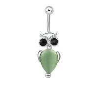 Homxi Piercing Ombligo de 13mm Piercing Ombligo Verde,Búho Circonita Negra Piercing Ombligo Mujer Piercing Ombligo de Acero Quirurgico