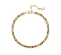 Homxi Pulsera de Mujer de Oro Amarillo de 18Kilates, Redondo con Turmalina Multicolor de 3,3 ct, Cadena Extensible 17 CM + 5 CM, Pulseras Oro Colorido Mujer Ajustable
