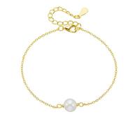Homxi Pulsera de Mujer Oro Amarillo 9K, Cadena con Perla, Cadena Extensible 16 CM + 5 CM, Pulseras Mujer Ajustable de Oro