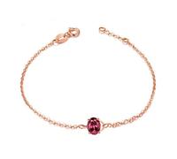 Homxi Pulseras de Mujer de Oro Rosa 9Kilates, Cadena con Oval y Turmalina, Cadena Extensible 19 CM + 3 CM, Pulsera de Oro Rosa Ajustable Mujer