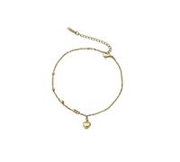 Homxi Pulseras Tobilleras Mujer de Oro, Tobillera de Acero Inoxidable Corazón - 21cm + 4cm Cadena de Extensión