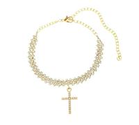 Homxi Tobilleras Mujer de Oro, Pulseras Tobilleras Mujer Aleación Cruz con Circonita - 18cm + 10cm Cadena de Extensión