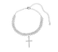 Homxi Tobilleras Plata Mujer, Pulsera Tobillera Mujer Aleación Cruz con Circonita - 18cm + 10cm Cadena de Extensión