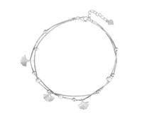 Homxi Tobilleras Pulseras de Plata de Mujer, Tobillera de Plata de Ley 925 Mujer Ginkgo y Cuentas - 20cm + 5cm Cadena de Extensión