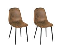 Homy Casa Juego de 2 sillas de Comedor 2 Asientos Blandos y sillas de Cocina con Patas de Metal Macizo para Sala de Estar Dormitorio Suede Brown