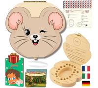 HOMYKIDS® Caja Dientes de Leche Niño y Niña [ITALIANO] - Cajita para Dientes de Leche + [CUENTO GRATIS] - Caja Ratoncito Perez para Guardar Dientes de Leche de Madera Natural