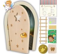 HOMYKIDS® Puerta Hada de los Dientes Magica que se Abre y BRILLA | Cuento GRATIS | Certificados Originales | Idea Regalo con Cajita Dientes (Moneda + Escalera + Saco Diente + Stickers Fluorescentes)