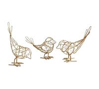 Homyl 3 Piezas Estatua de Pájaro Escultura de Ave Figura Decorativa Ornamento de Hierro Diseño Hueco Adecuada para Sala de Estar Oficina Dormitorio Comedor, Oro, Individual