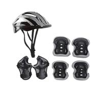 Homyl Casco para Monopatín Infantil, Rodilleras, Casco para Bicicleta, Coderas Multifuncionales Prácticas para Niños Y Niñas, Escalada en Roca, Plata