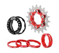Homyl Cassette Único para Bici Piñón Cog Sprocket Convertidor Aleación de Aluminio Resistente Incluye Espaciadores Fácil Instalación Adecuado para Ciclistas, Rojo