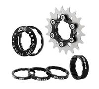 Homyl Cassette Único para Bici Piñón Cog Sprocket Convertidor Aleación de Aluminio Resistente Incluye Espaciadores Fácil Instalación Adecuado para Ciclistas, Negro