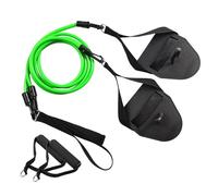 Homyl Entrenador de Brazos para Natación Banda de Resistencia Cuerda Elástica de Entrenamiento con Paleta Material TPE Adecuado para Ejercicio de Adultos Y, Verde, 50 Libras