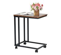 HOMYLIN Juego de 1 Carrito de Almacenamiento de Cocina, Carrito de Servir en Forma de C, Marco de Metal con Ruedas, Compacto y Duradero, Cocina del hogar, Sala de Estar y Oficina, Color marrón