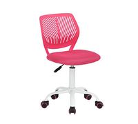 HOMYLIN Juego de 1 Silla de Escritorio, pequeña Silla de Oficina en casa sin Brazos con cojín de Asiento de Tela y Respaldo de plástico, Silla giratoria de Color macarrón para Estudiantes y niños,