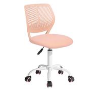 HOMYLIN Juego de 1 Silla de Escritorio, pequeña Silla de Oficina en casa sin Brazos con cojín de Asiento de Tela y Respaldo de plástico, Silla giratoria de Color macarrón para Estudiantes, niños,
