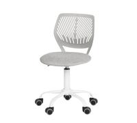 HOMYLIN Juego de 1 silla de escritorio, pequeña silla de oficina en casa sin brazos con cojín de asiento de tela y respaldo de plástico, silla giratoria de color macarrón para estudiantes, niños, gris