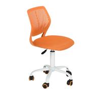 HOMYLIN Juego de 1 Silla de Escritorio, pequeña Silla de Oficina en casa sin Brazos con cojín de Asiento de Tela y Respaldo de plástico, Silla giratoria de Color macarrón para Estudiantes y niños,