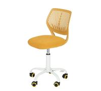 HOMYLIN Juego de 1 Silla de Escritorio, pequeña Silla de Oficina en casa sin Brazos con cojín de Asiento de Tela y Respaldo de plástico, Silla giratoria de Color macarrón para Estudiantes y niños,