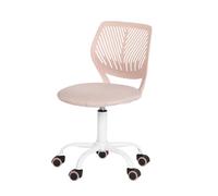 HOMYLIN Juego de 1 Silla de Escritorio, pequeña Silla de Oficina en casa sin Brazos con cojín de Asiento de Tela y Respaldo de plástico, Silla giratoria de Color macarrón para Estudiantes y niños,