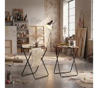 HOMYLIN Juego de 2 mesas de preparación de papel pintado - MDF con superficie de PVC, ideal para proyectos de empapelado, color marrón