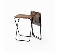 HOMYLIN - Juego de 2 mesas de Utilidad, diseño Plegable, Marco de Metal Resistente para Ahorrar Espacio, Ideal para el hogar y la Oficina y Uso Multifuncional, Color marrón