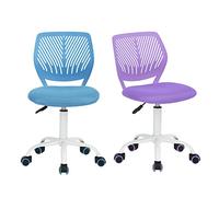 HOMYLIN Juego de 2 sillas de Trabajo ergonómicas con Respaldo y Altura Ajustable, Color Azul y Morado, 44 x 40 x 86 cm