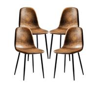 HOMYLIN Juego de 4 sillas de comedor, cómodas sillas laterales tapizadas de gamuza, asientos sin brazos para el hogar, cocina, dormitorio, sala de estar, restaurante, cafetería, color marrón