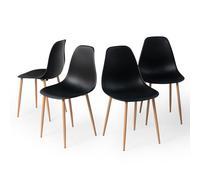HOMYLIN Juego de 4 sillas de comedor, sillas laterales de polipropileno, asiento sin brazos con patas de metal con impresión de madera para el hogar, cocina, dormitorio, sala de estar, restaurante