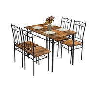 HOMYLIN Juego de comedor vintage de 5 piezas, 1 mesa de comedor con 4 sillas, ideal para comedor o rincón de cocina, color marrón