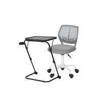 HOMYLIN Juego de estación de trabajo para computadora, diseño ergonómico, marco de metal duradero y silla de malla de plástico, uso en oficina y hogar, ahorra espacio, fácil montaje