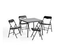 HOMYLIN Juego de mesa y 4 sillas plegables para niños, mesa de actividades para niños de PVC con 4 cómodos asientos, adecuada para actividades de adolescentes, juego y estudio, color negro