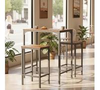 HOMYLIN Juego de mesa y sillas de bar de 3 piezas, mesa de bar vintage (80 x 50 x 90 cm) y 2 sillas (40 x 30 x 65 cm) para sala de estar, comedor, bar en casa, marrón