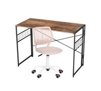 HOMYLIN Juego de silla y mesa de oficina, escritorio plegable de estudio con rejilla y 8 ganchos, silla giratoria ergonómica de altura ajustable, para adolescentes y adultos (rosa morandi)