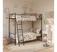 HOMYLIN Litera de metal para niños con barandillas, escalera en ángulo estable y diseño convertible de dos camas, para dormitorio de niños, sala de juegos, adolescentes y habitaciones compartidas