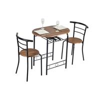 HOMYLIN Mesa de comedor y sillas con marco de acero negro mate y parte superior de MDF de 15 mm, incluye 1 mesa y 2 sillas para espacios pequeños, juego de desayuno de 3 piezas de 75 pulgadas, estilo