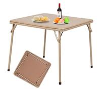 HOMYLIN Mesa de Picnic Plegable, Mesa de Comedor portátil, no Requiere Montaje, Ideal para Jugar, Camping, picnics al Aire Libre, Fiestas, 86 x 86 x 71 cm, Color Camello