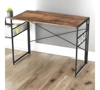 HOMYLIN Mesa de restaurante plegable, mesa de cocina de 100 cm con ganchos en S para restaurante, cafetería, comedor, color marrón