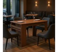 HOMYLIN Mesa de restaurante premium con estantes abiertos, mesa de cocina grande de 110 cm, ideal para cualquier espacio de comedor, color marrón