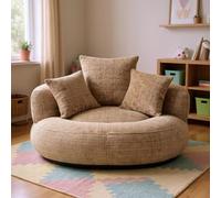 HOMYLIN Moderno juego de sofá redondo - Sillón de chenilla con cojines a juego para sala de estar o sala de estar, soporte de 250 kg, color marrón