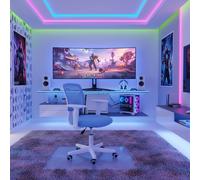 HOMYLIN Silla ergonómica para videojuegos con altura ajustable, silla giratoria con ruedas, color azul